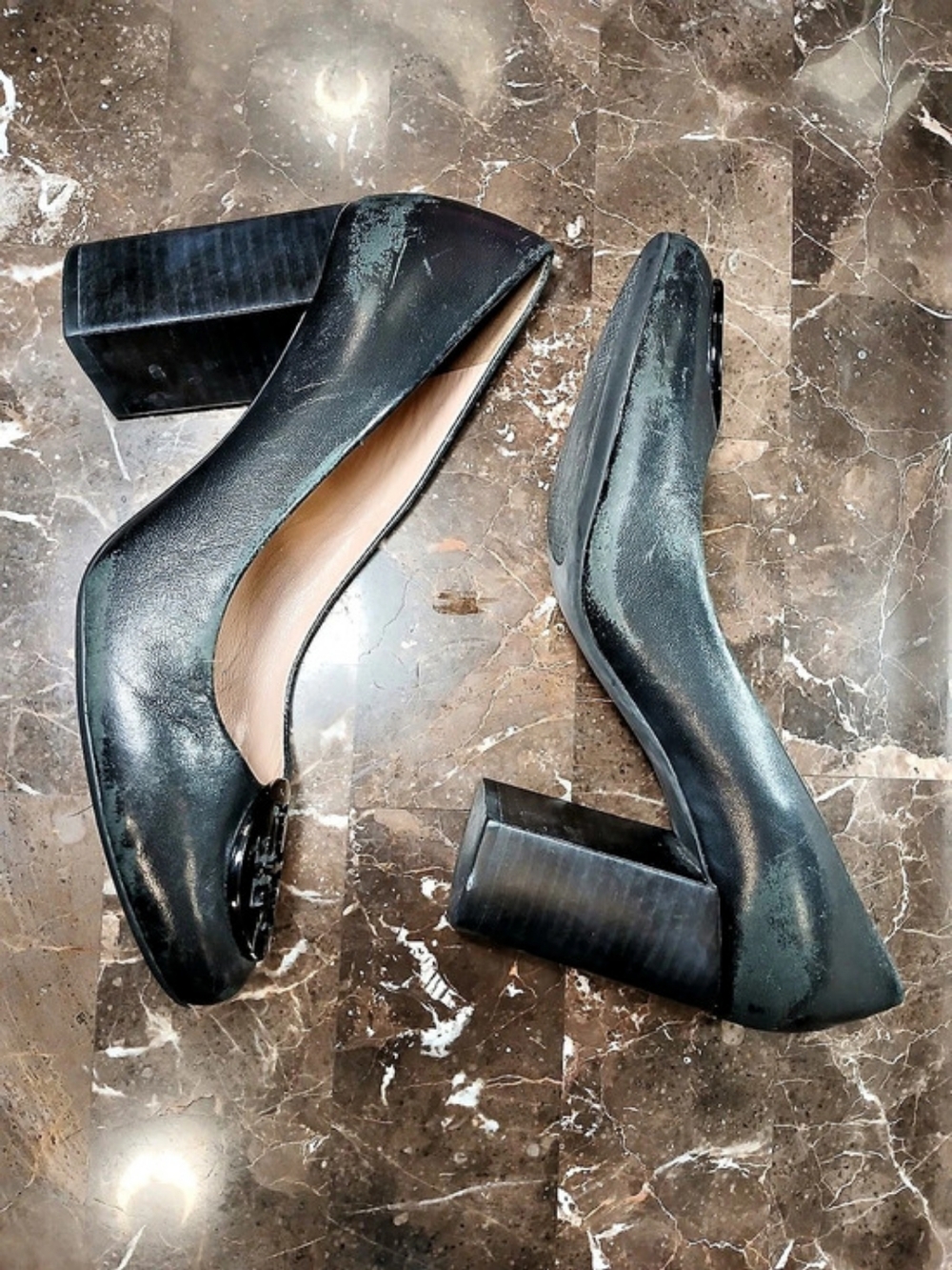 Tory Burch Block Heel Pump Black Leather US 7.5 - Picture 11 of 16